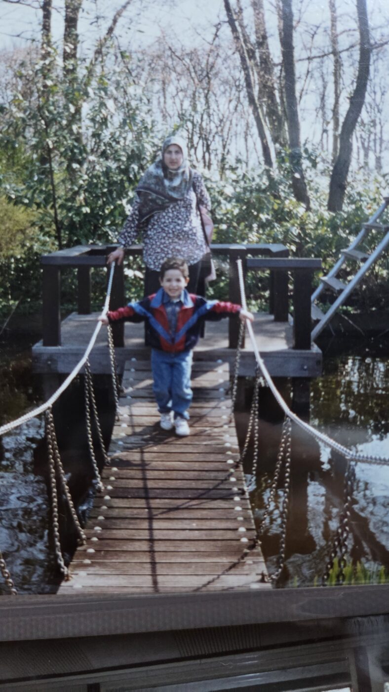 Mustafa and mom on suspension bridge