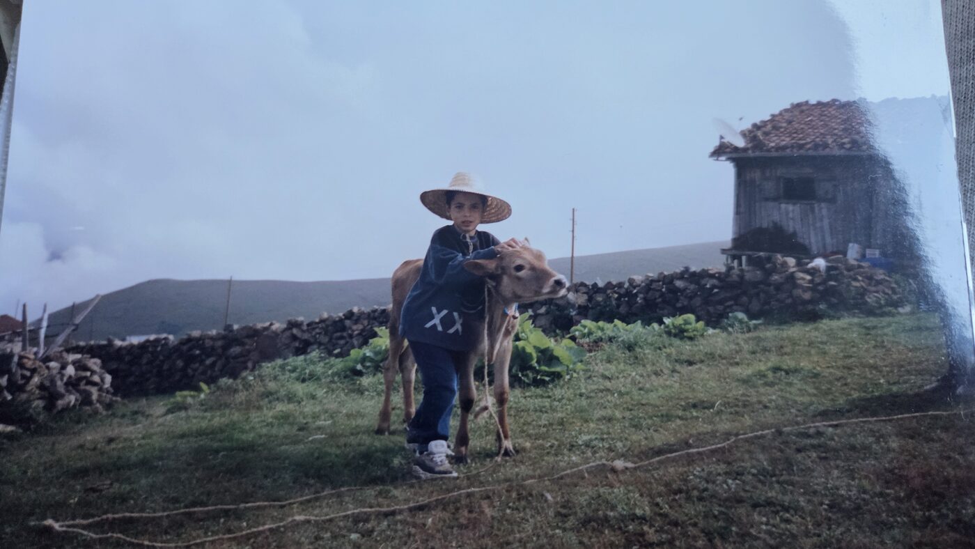 Mustafa with calf in Turkey